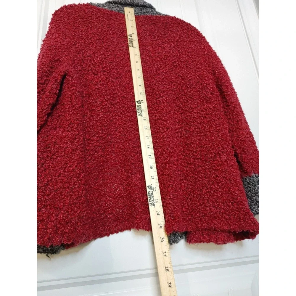 Ruby Rd. Women's XL Open Burgundy Gray Knit Cardigan Sweater Light Weight BoHo - Picture 6 of 7